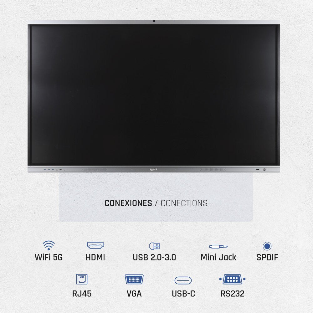 EAN 8435364318805 - iggual Orchid 65" Panel plano interactivo 165,1 cm (65") LED Wifi 400 cd / m² 4K Ultra HD Negro Pantalla imagen 4