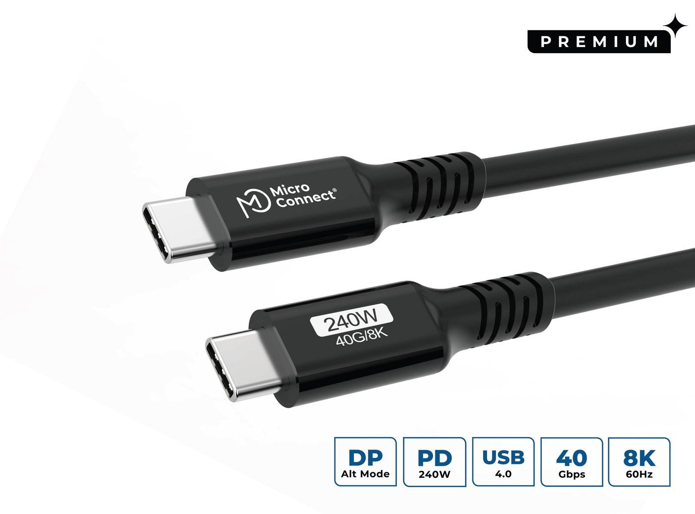 Usb-C To Usb-C Cable 0,15m Premium, 240w, 40gbps, Usb4