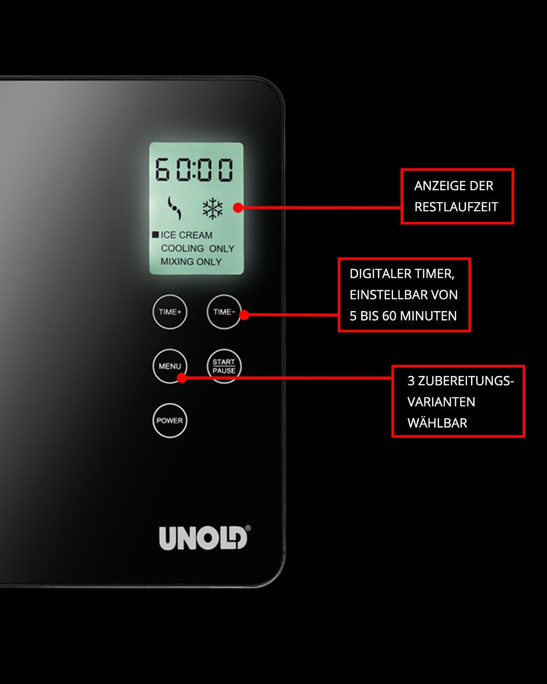 EAN 4011689488450 - Unold 48845 máquina para helados Compresor de helados 2 L 180 W Negro, Acero inoxidable imagen 3