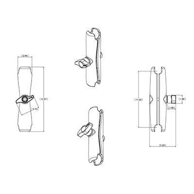 Ram Double Socket A / The Ram-D-201u-E Long Double Socket Arm Has A Socket At Both Ends That Accommodates 2.25 Ball Bases.