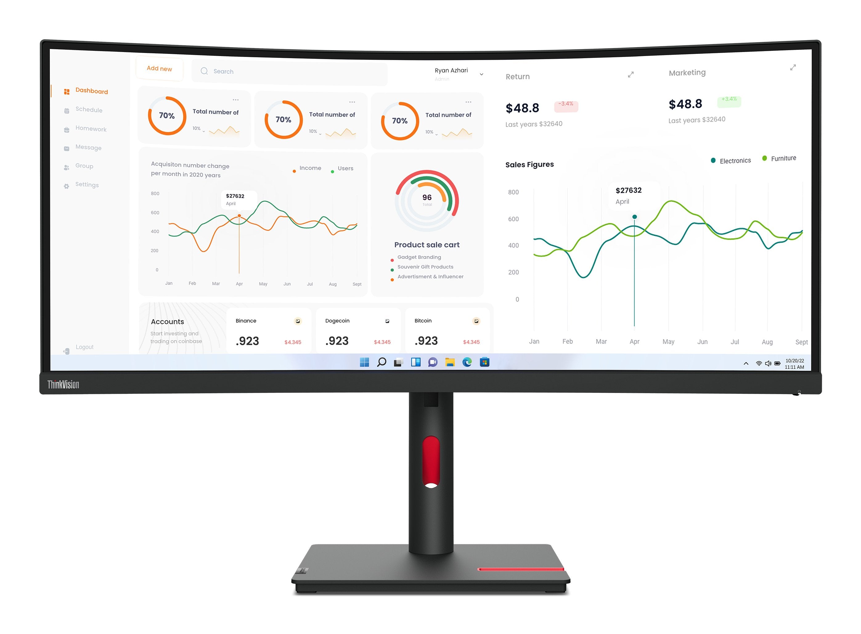 EAN 0196801194922 - Lenovo ThinkVision T34w-30 LED display 86,4 cm (34") 3440 x 1440 Pixeles Wide Quad HD Negro imagen 1