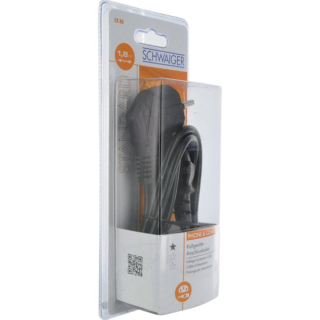 EAN 4004005504750 - Schwaiger Schuko/C13 M/F 1.8m Negro 1,8 m Enchufe tipo F C13 acoplador imagen 3