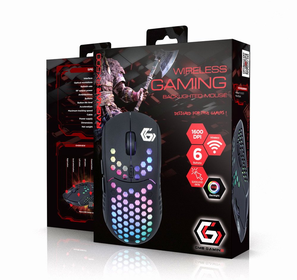 EAN 8716309121316 - Gembird MUSG-RAGNAR-WRX500 ratón Juego Ambidextro RF inalámbrico 1600 DPI imagen 1