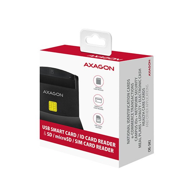 EAN 8595247904300 - Axagon CRE-SM2 lector de tarjeta inteligente Interior USB USB 2.0 Negro imagen 9
