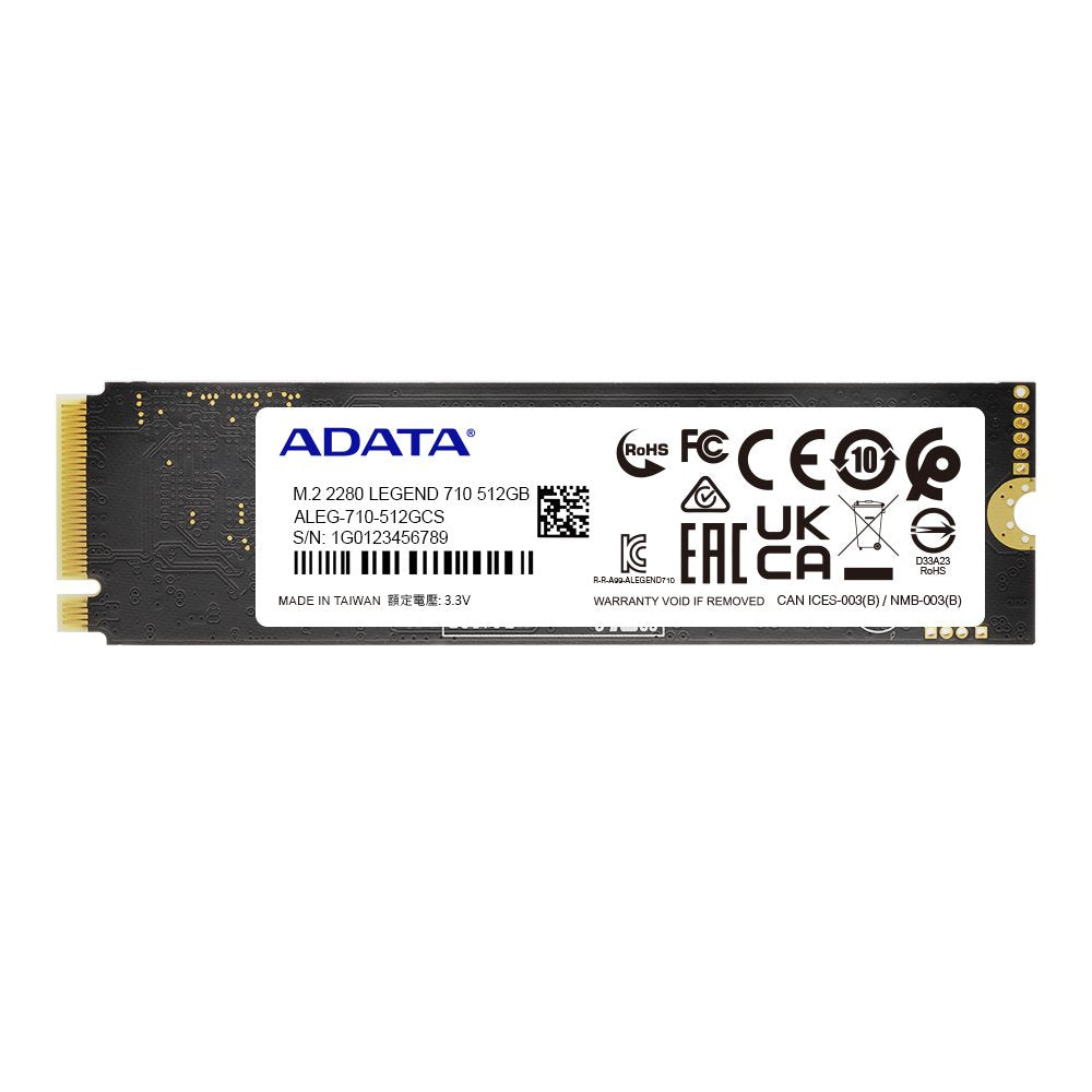 Disco Ssd Adata Legend 710 M.2 512gb Pcie Gen4x4 2280 R/W: 2400/1800mb/S Nvme 1.4