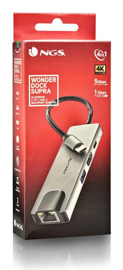 EAN 8435430625646 - NGS NGS-HUB-0140 hub de interfaz USB 2.0 Type-C 5000 Mbit/s Aluminio, Negro imagen 6