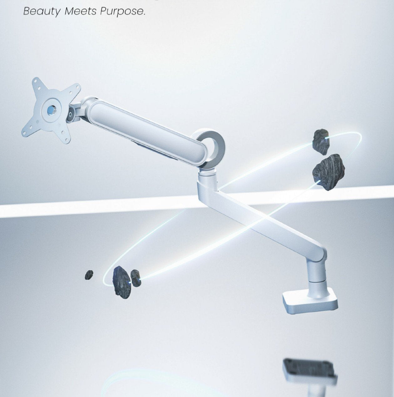 Soporte De Mesa Equip 650185 Para 1 Monitor De 17-35 Blanco De Aluminio Max. 10.5kg Por Pantalla Max.Vesa 100x100 Resorte De Gas