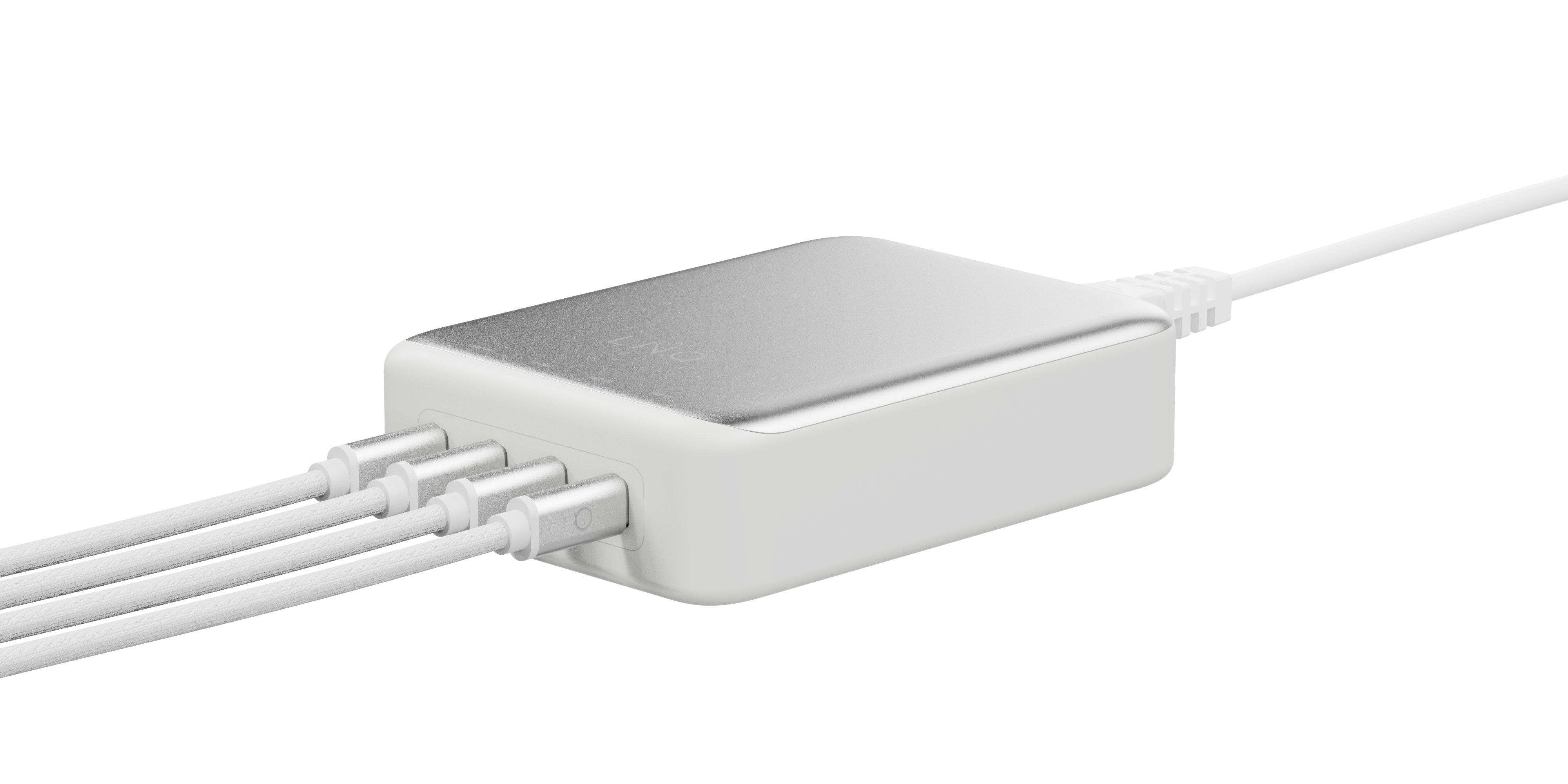 Cargador Escritorio 4xusb-C 240w Gan2 Plata Linq Hasta 240w/ 4xusb-C Pd/ 140w Máximo Por Puerto