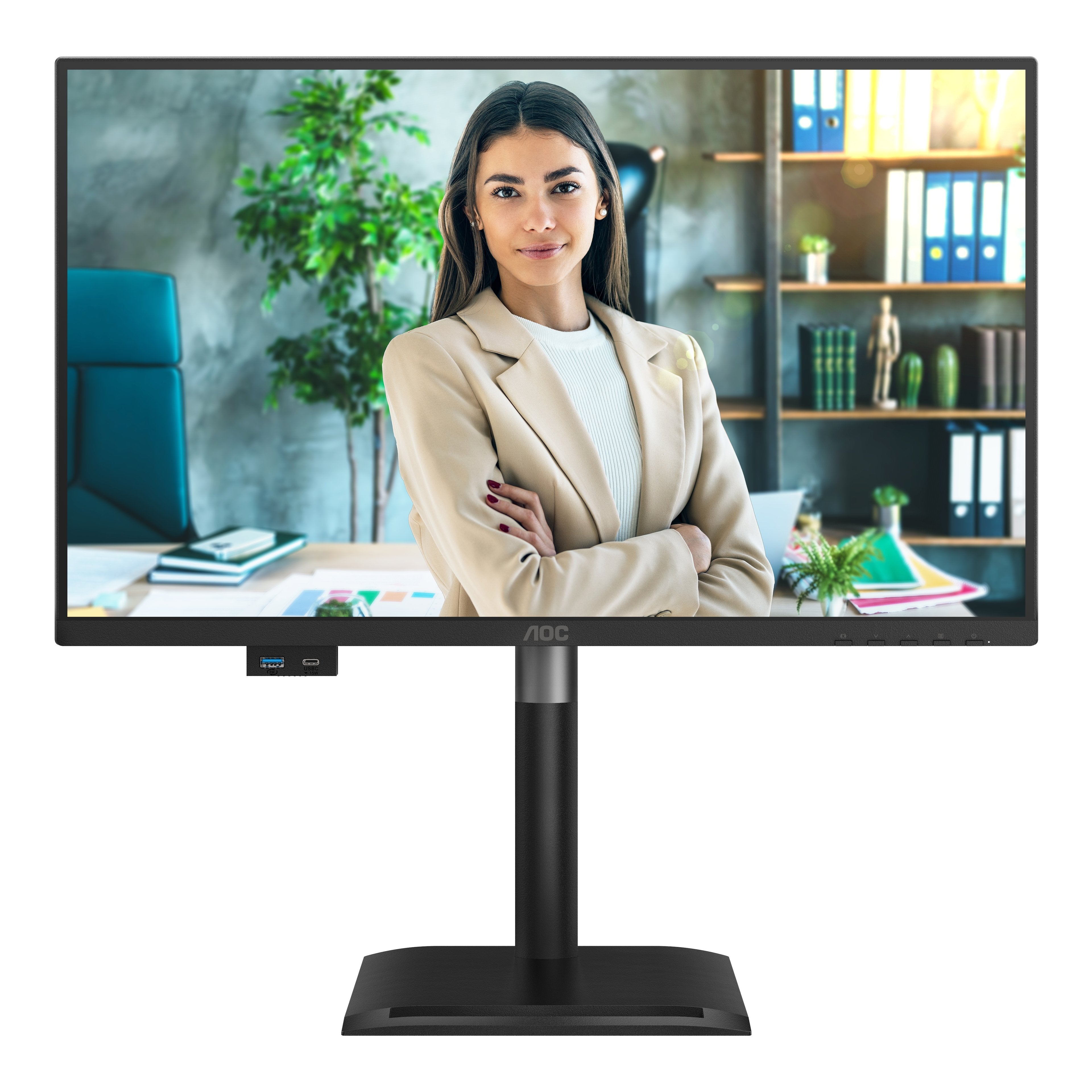 Aoc 24p4cv 23.8" Ips Fhd 120hz 4ms Hdmi Dp Usb C Pd96w Hub Usb Speakers Has 150mm