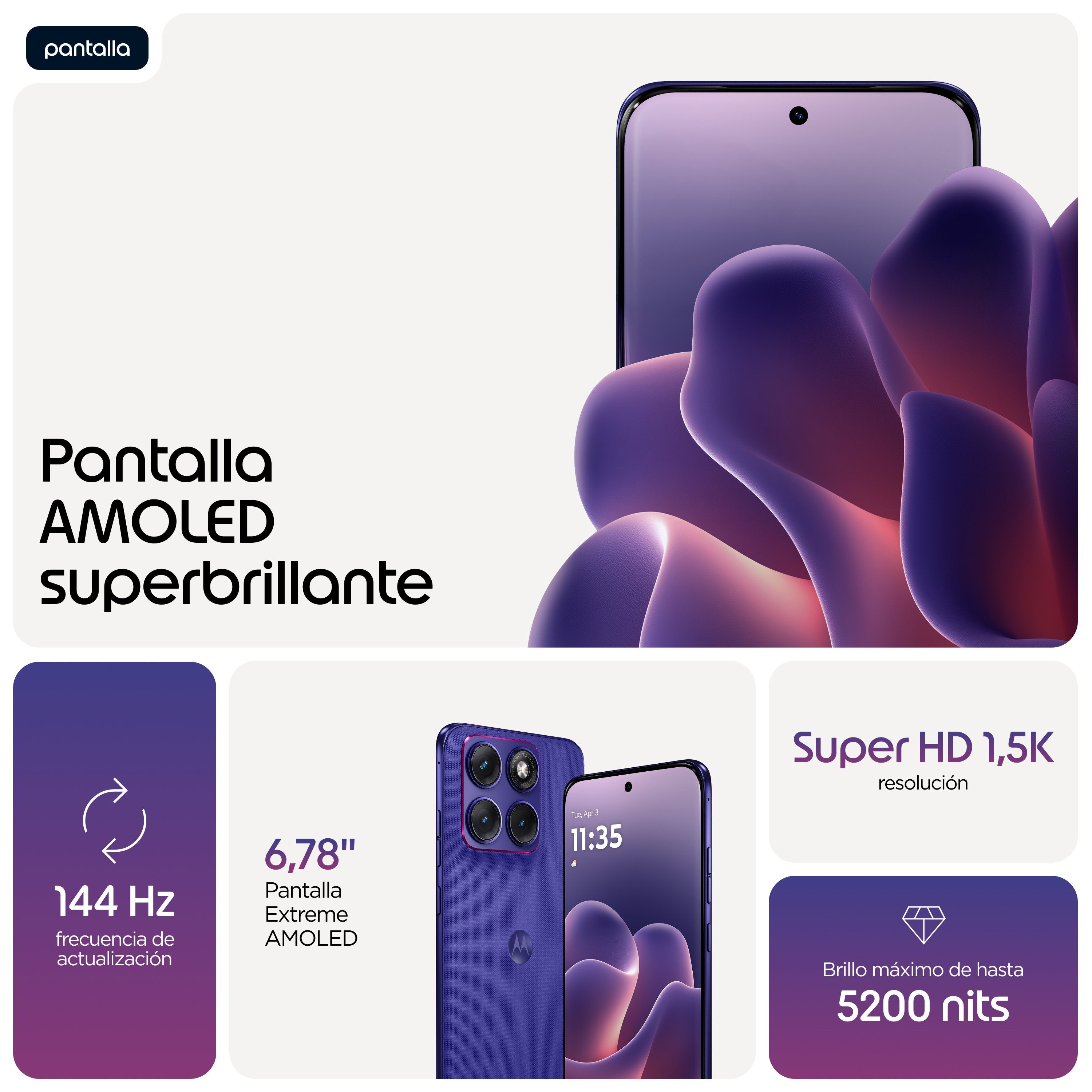 EAN 0840493611211 - Motorola edge 70 fusion 17,2 cm (6.78") SIM doble Android 16.0 5G USB Tipo C 8 GB 256 GB 5200 mAh Violeta imagen 7