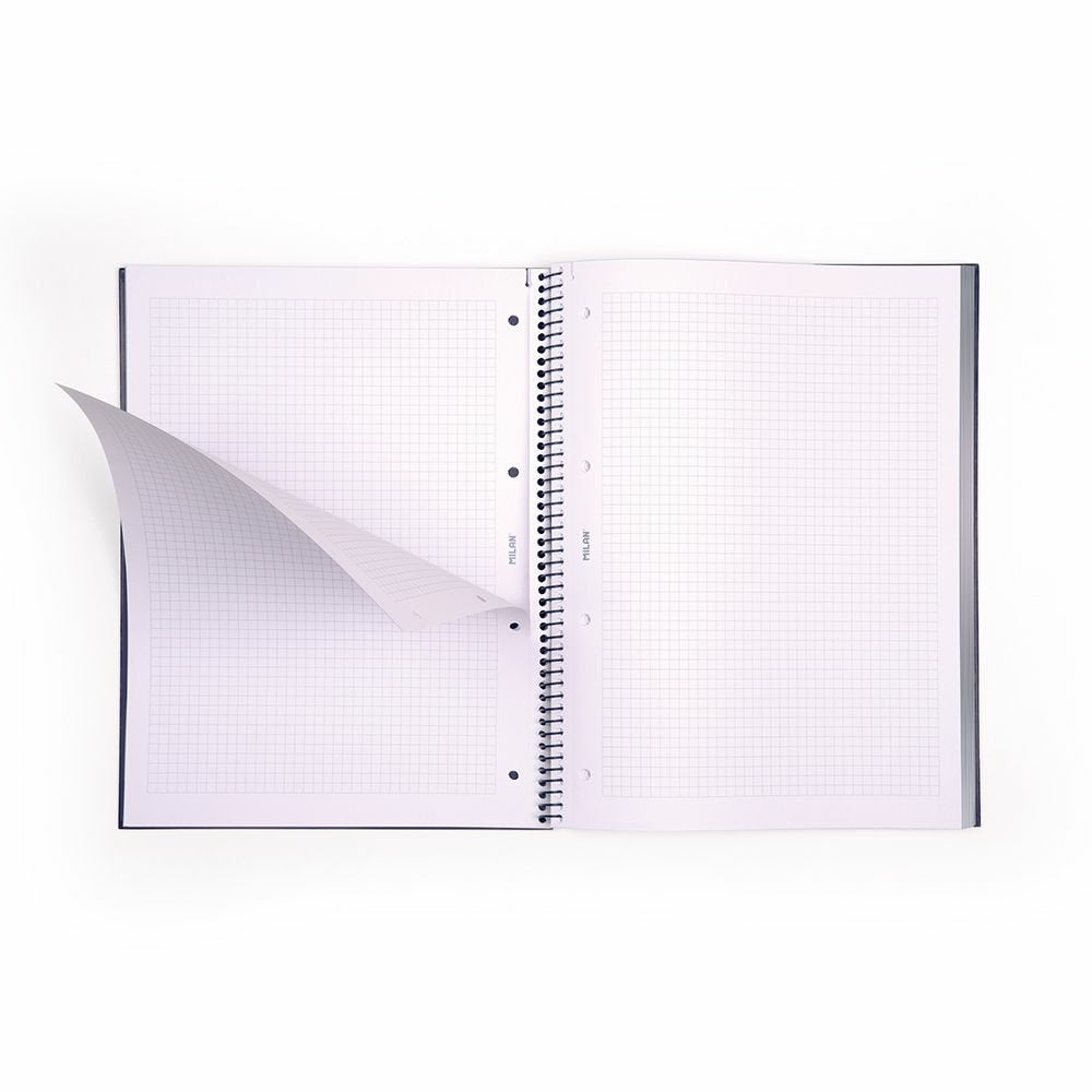 Milan Cuaderno Espiral Formato A4 Cuadricula 5x5mm - 80 Hojas De 95 Gr/M2 - Microperforado, 4 Taladros - Color Verde
