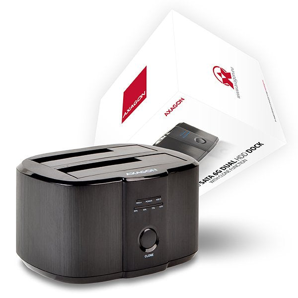 Axagon Estación De Acoplamiento Dual Adsa-St, Usb 3.0, 2x 2.5"/3.5" Ssd/Hdd, Sata 6 - Negro