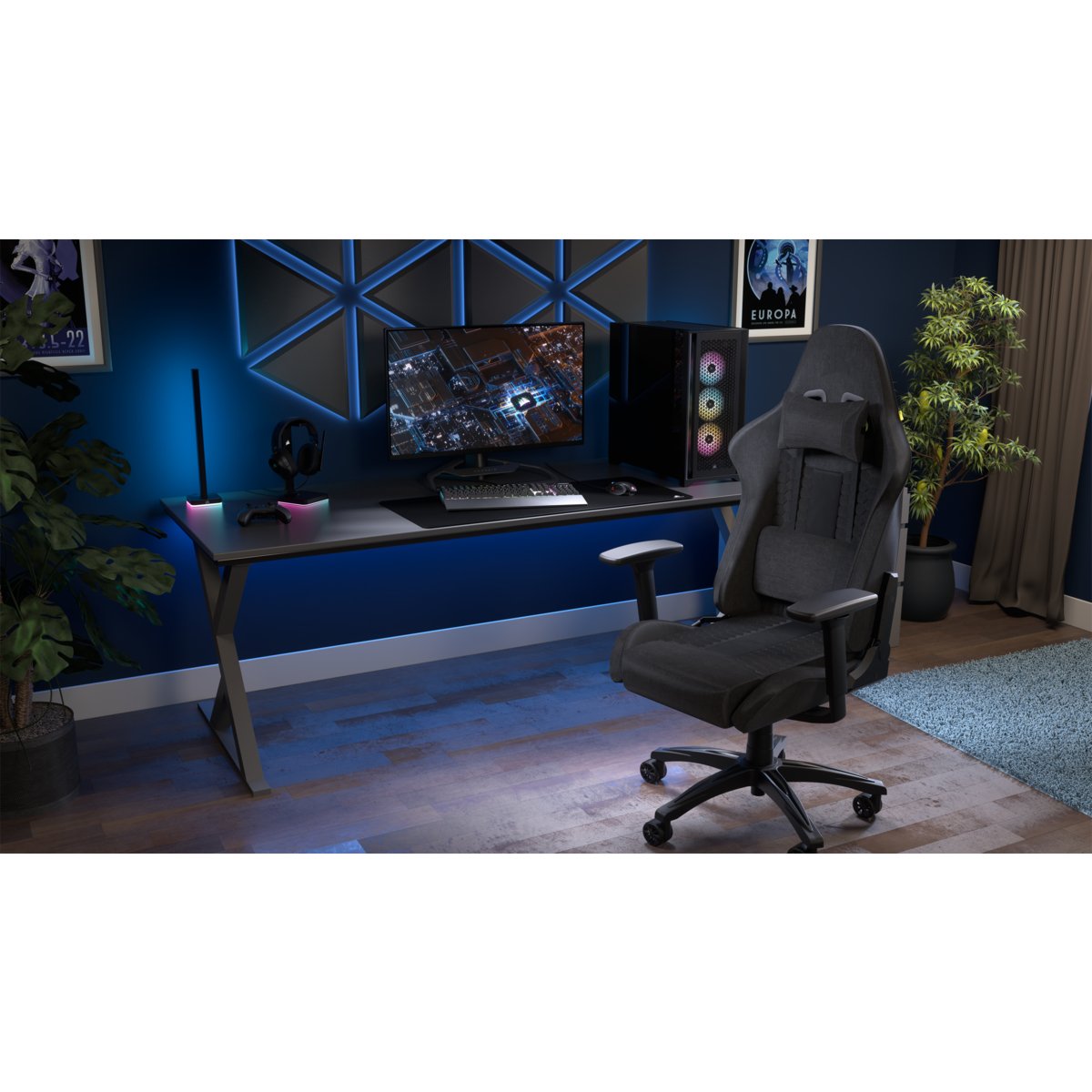 Silla Corsair Gaming Tc100 Relaxed Leatherette Fabric Gris/Negra Cf-9010052-Ww