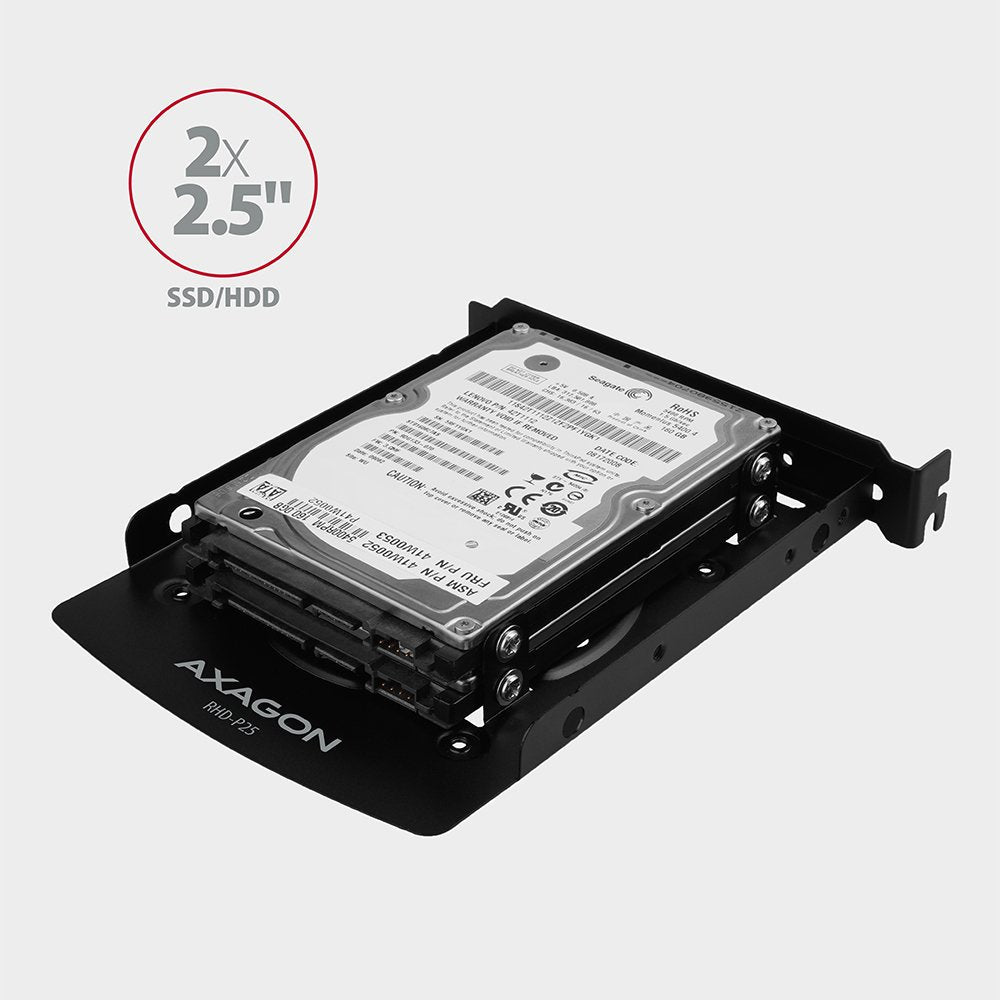EAN 8595247905512 - Axagon RHD-225 Halterahmen für 2x 2.5\" im 3.5\" PCI-Slot - schwarz Negro Metal imagen 3