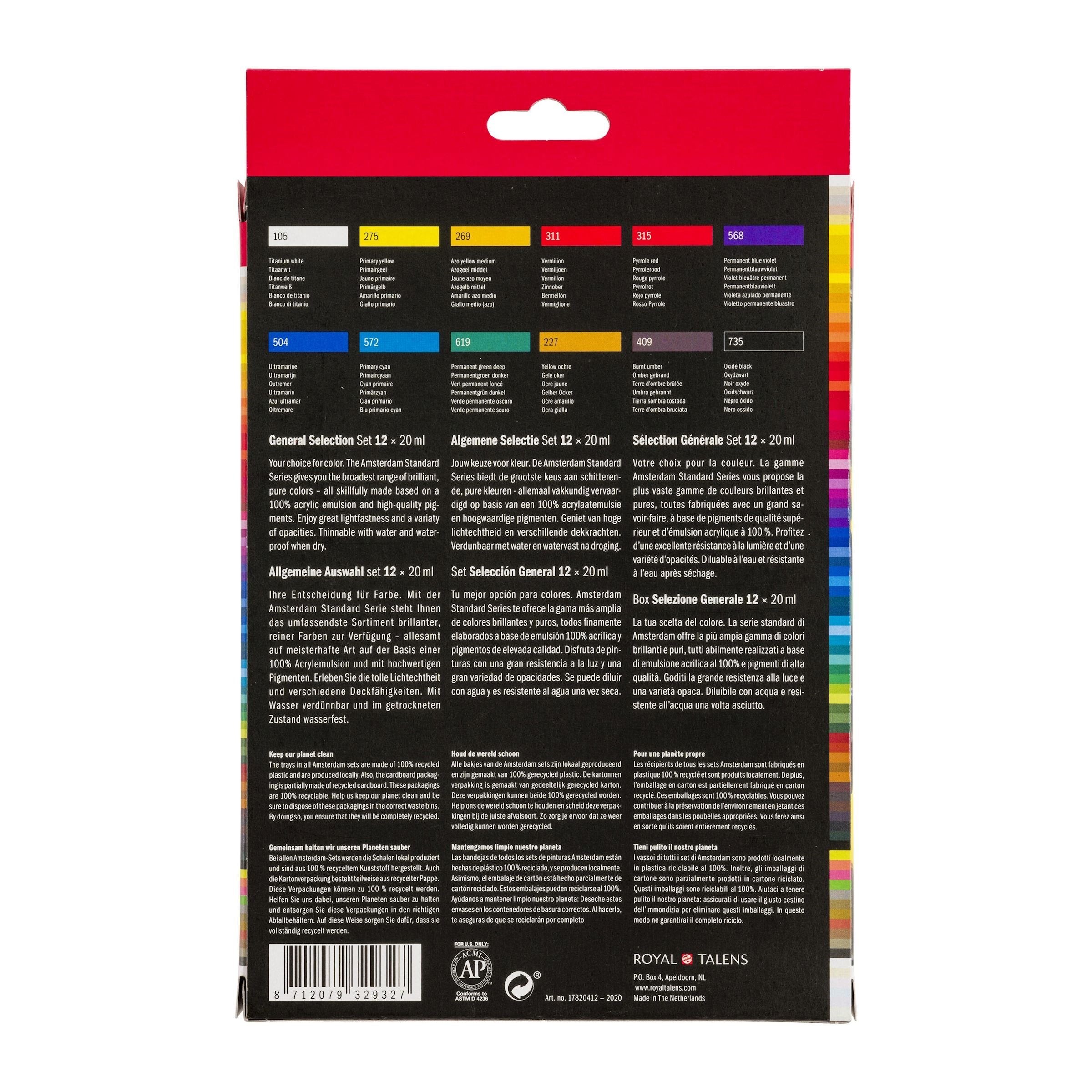 Talens Amsterdam Standard Series Set Acrílicos Selección General Tubo 20ml Estuche 12 Ud