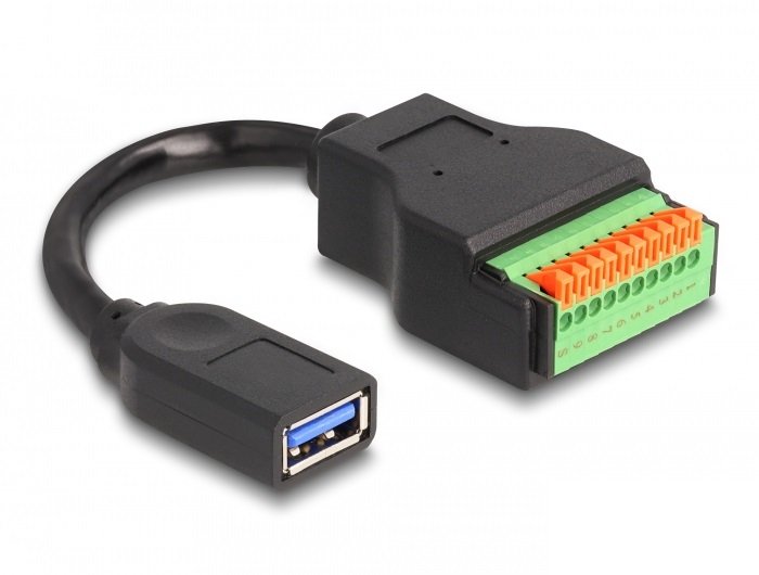 Delock Usb 3.2 Gen 1 Cable Typ-A Buchse Zu Terminalblock Adapter Mit Drucktaster 15 Cm