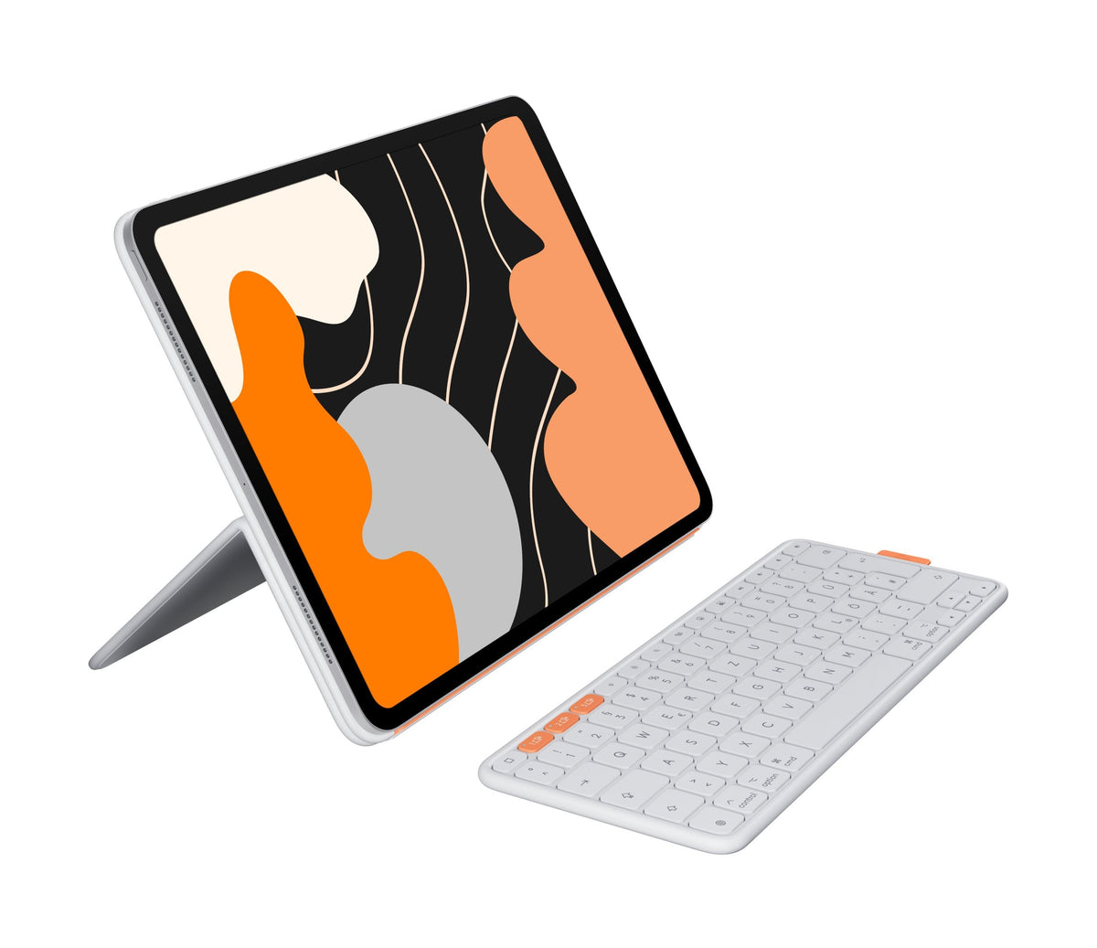 Logitech Flip Folio - Teclado Y Funda Tipo Folio - Full Size - Inalámbrico - Bluetooth 5.1 Le - Qwertz - Alemán - Pale Gris - Para Apple 13-Inch Ipad Air (M2, M3)