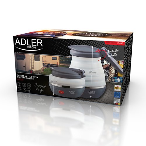 Adler Ad 1279 Tetera Eléctrica 0,6 L 750 W Negro, Blanco
