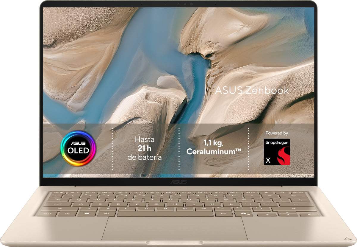 Portátil Asus Zenbook 14 Oled Ux3480qa U1155w Copilot+ Pc 14" Wuxga Snapdragon X1 26 100 45 Tops 16gb Ram 256gb Ssd W11h Sin Cargador