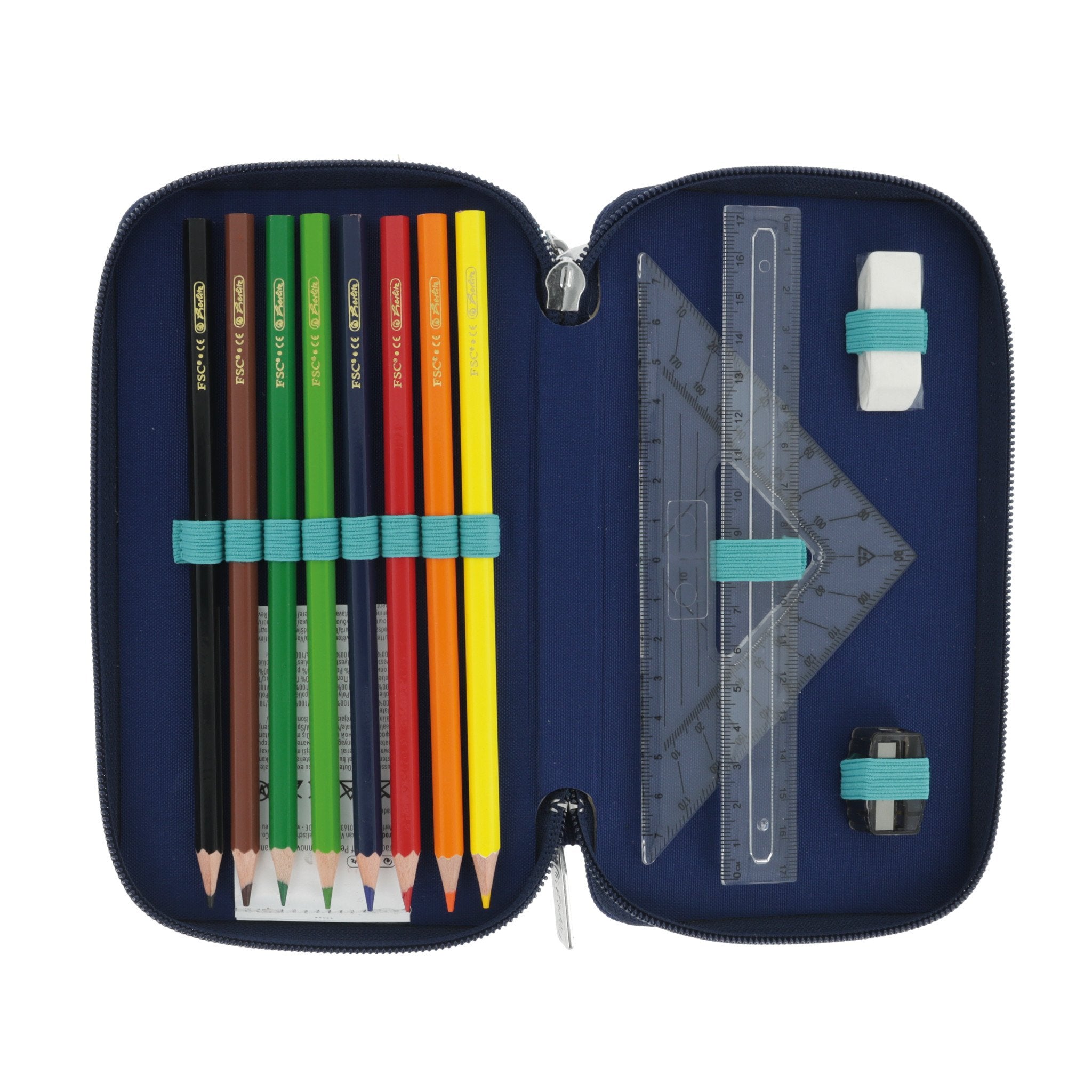 Herlitz Tricase Deep Ocean, Estuche De Estudiante (Azul, 31 Piezas)