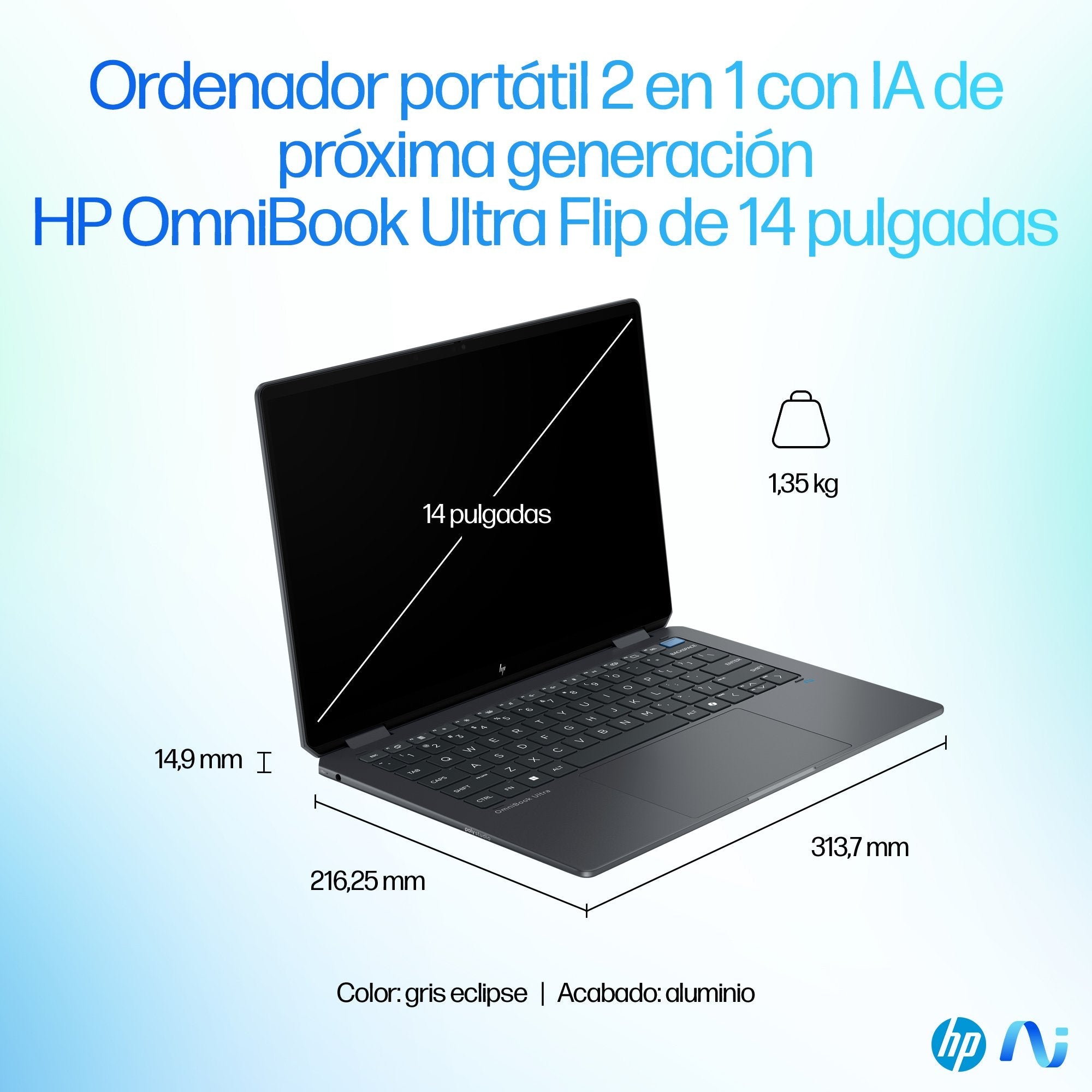 EAN 198828974846 - HP OmniBook Ultra Flip 14-fh0006ns Copilot+ PC Intel Core Ultra 7 258V Híbrido (2-en-1) 35,6 cm (14") Pant imagen 6