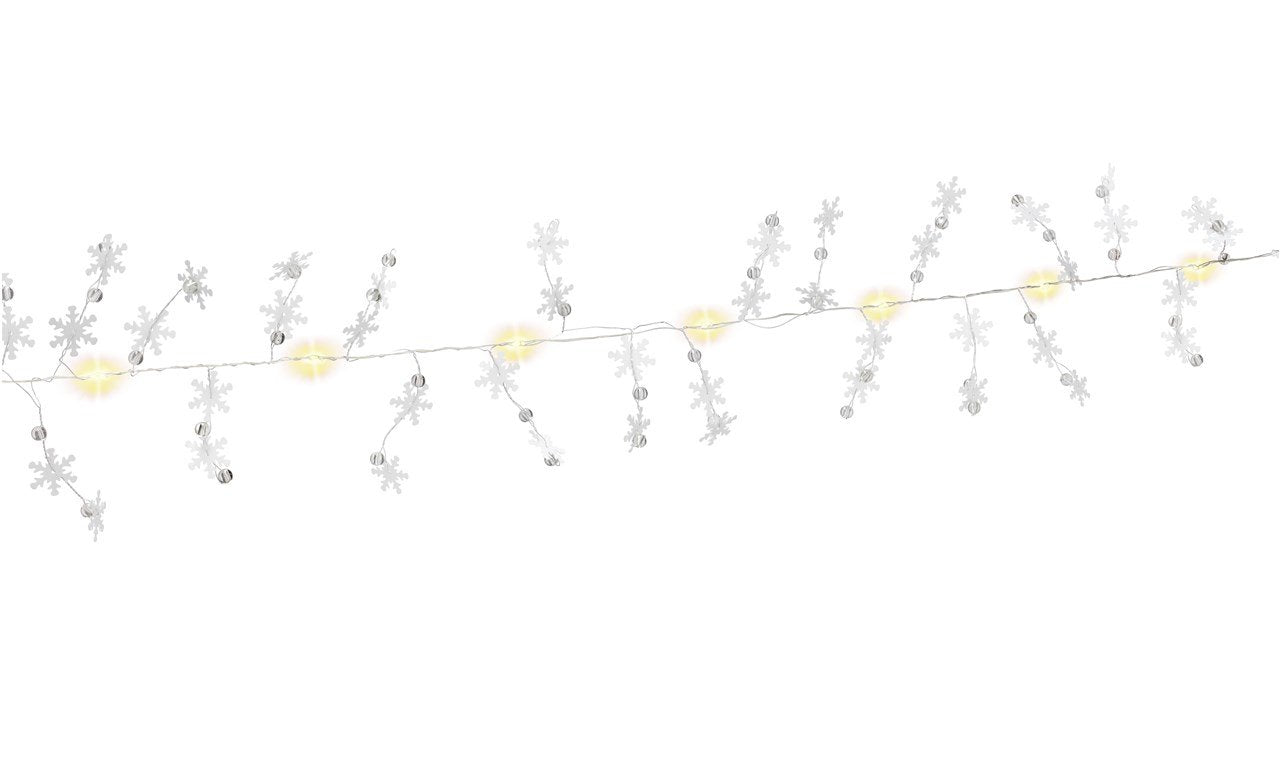 Guirnalda De Luces De Alambre Plateado "Copos De Nieve" Con 10 Led
Con Función De Temporizador, Blanco Cálido (3000 K), Funciona