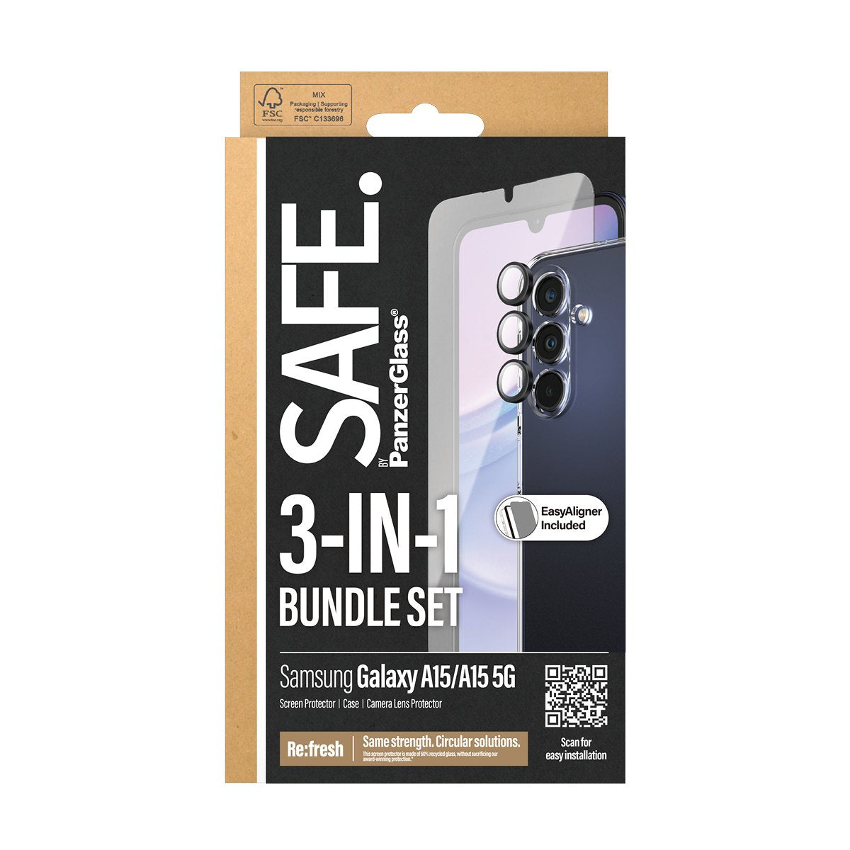 Panzerglass Safe. By ® 3-In-1 Protection Bundle Samsung Galaxy A15 A15 5g Protector De Pantalla 1 Pieza(S)