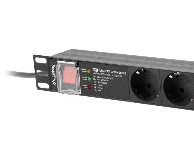 EAN 5901969429763 - Lanberg PDU-PRO-07F-0200-BK unidad de distribución de energía (PDU) 6 salidas AC 1U Negro imagen 3