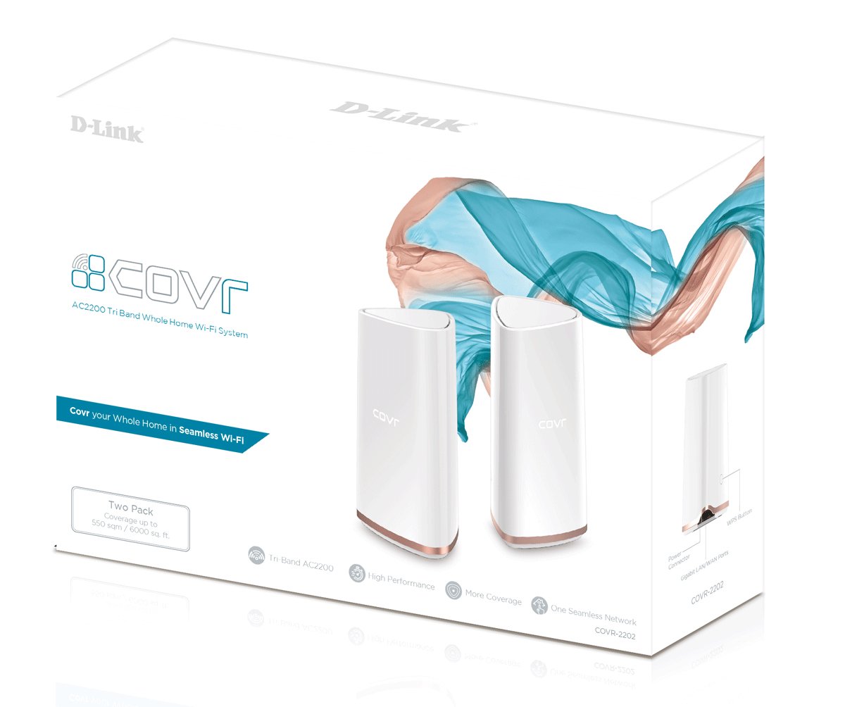 Punto De Acceso Wifi D-Link Covr-C2202 Mesh Tribanda Kit 2 Uds Interior Ac2200 2ptos Giga
