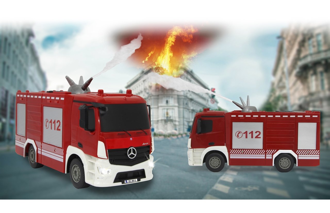 Jamara Fire Fighter Mercedes-Benz Antos Camión De Bomberos Motor Eléctrico 1:26, Radiocontrol