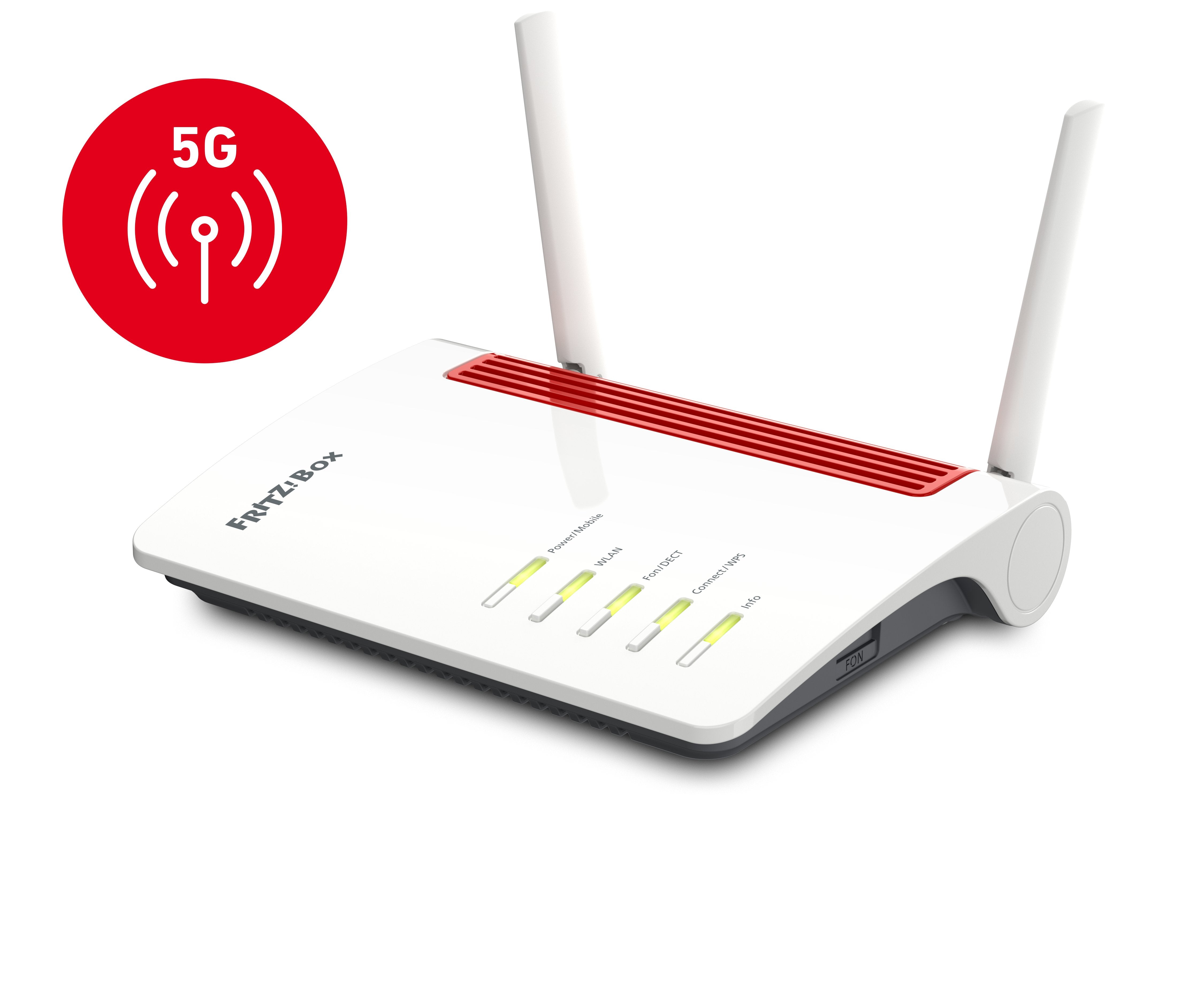 EAN 4023125029141 - Box FRITZ! 6850 5G router inalámbrico Gigabit Ethernet Doble banda (2,4 GHz / 5 GHz) Negro, Rojo, Blanco imagen 1