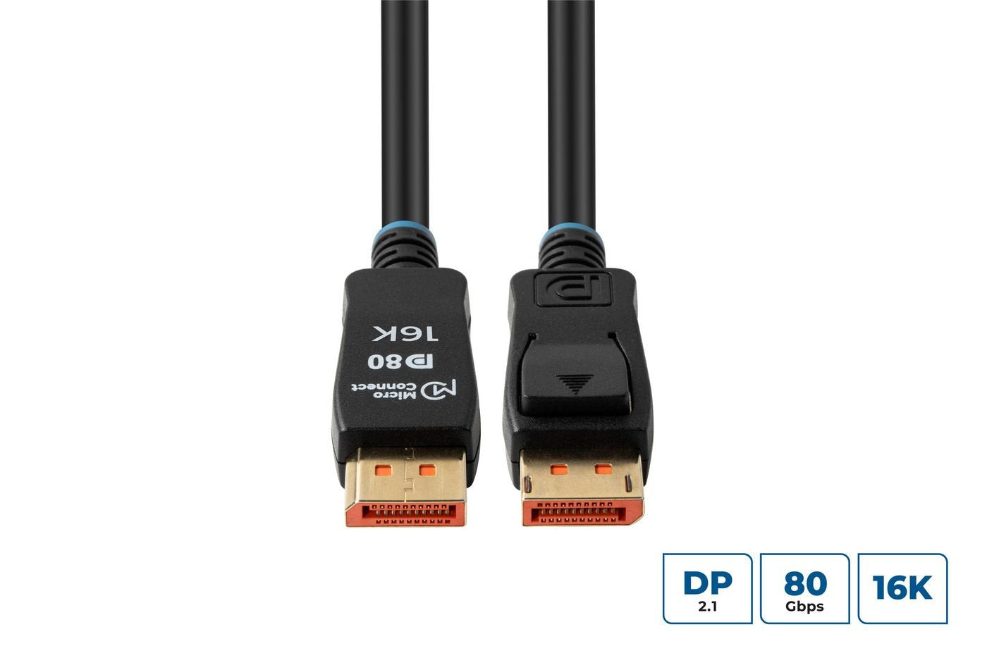 16k Displayport 2.1 80gbps Cable 0.5m, Black