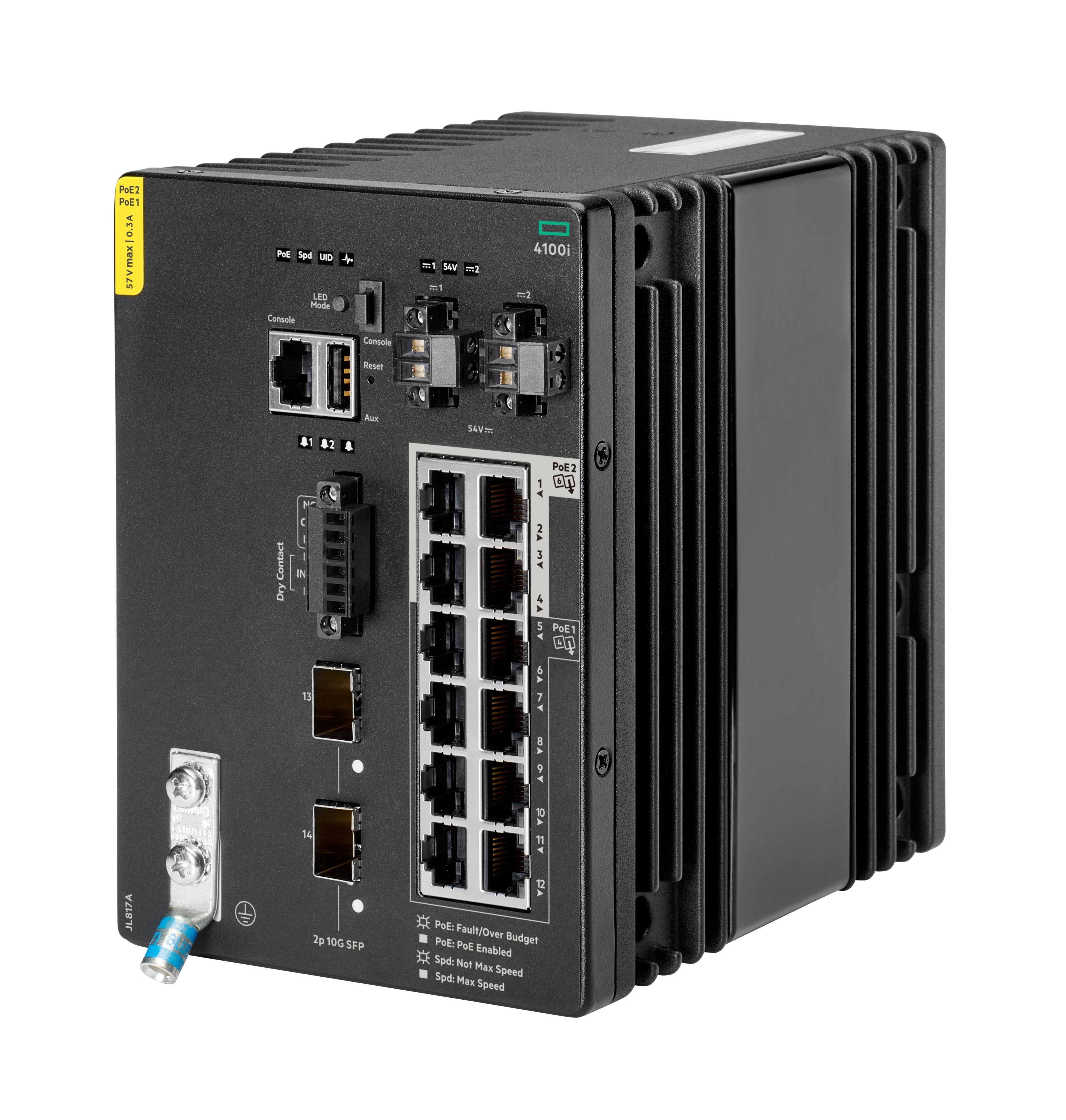 Hpe Aruba 4100i Switch 12g 8 Port Class 4 Poe And 4 Port Class 6 Poe 2 Sfp+ Layer 2 Web Gui Cli Netedit Rest Apis