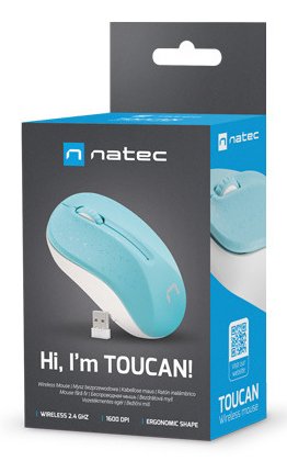 Natec Toucan Azul-Blanco 1600dpi Ratón Inalámbrico Nmy-1651