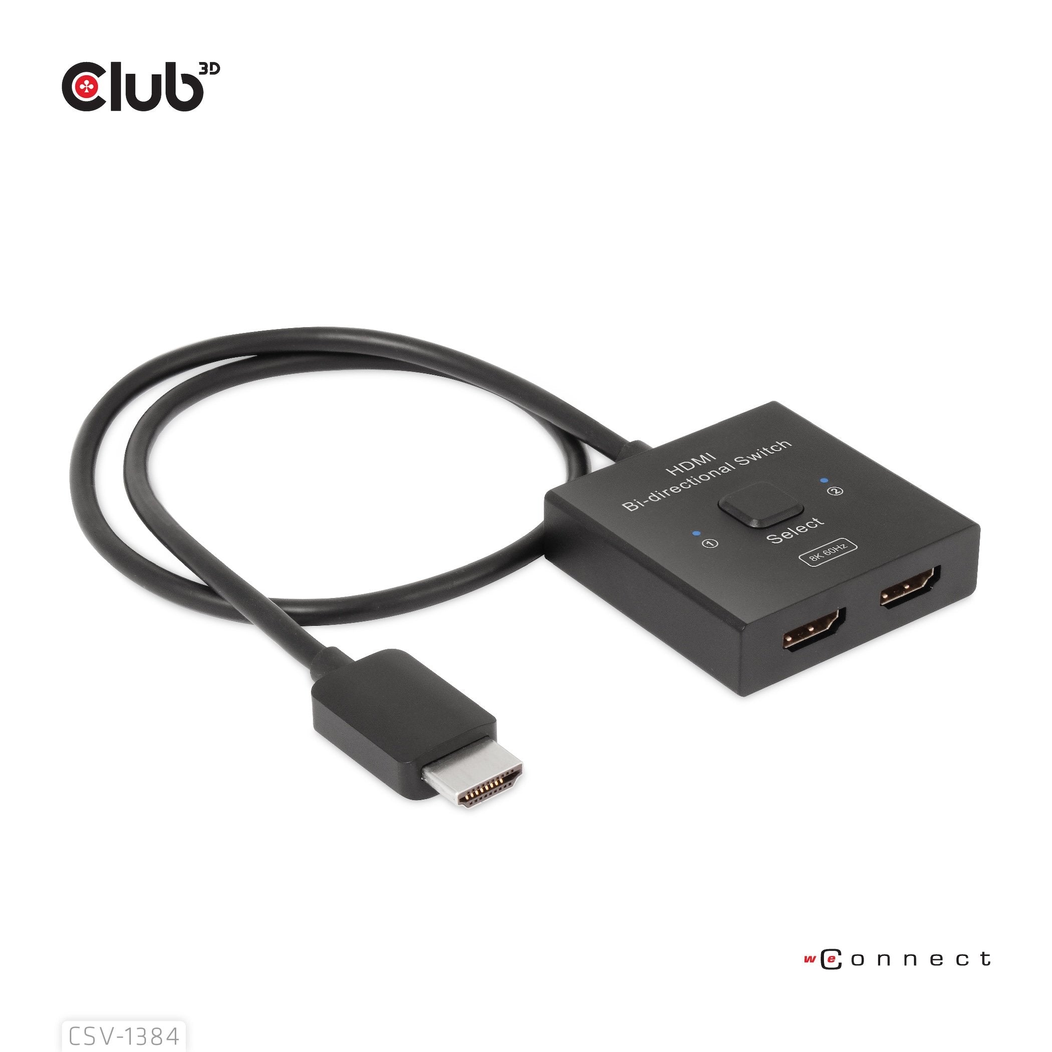 Club3d Hdmi Switch 2-In-1 Bidirektional 8k60hz 4k120hz Uhd Retail
