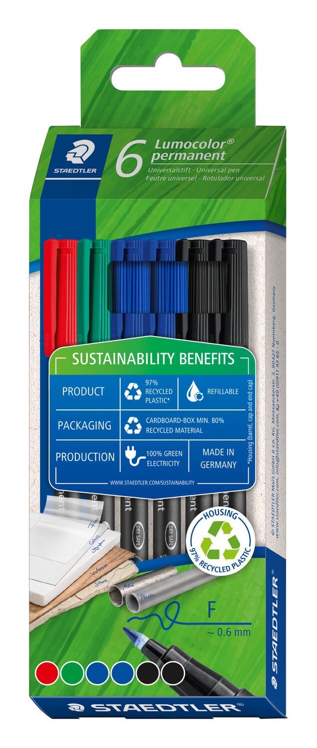 Staedtler Rotulador Permanente Lumocolor Eco+ Edition 318 F 0,6mm Estuche 6 C/Surtidos