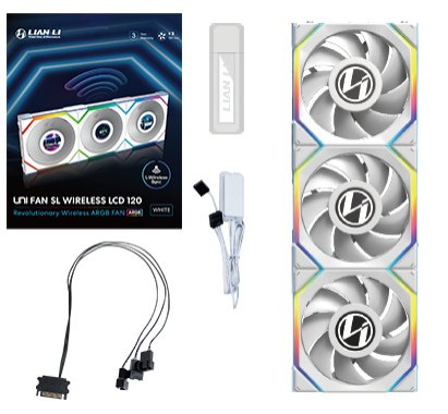 EAN 4718466016829 - Lian Li UNI FAN SL Wireless LCD 120 Carcasa del ordenador Ventilador 12 cm Blanco 3 pieza(s) imagen 1
