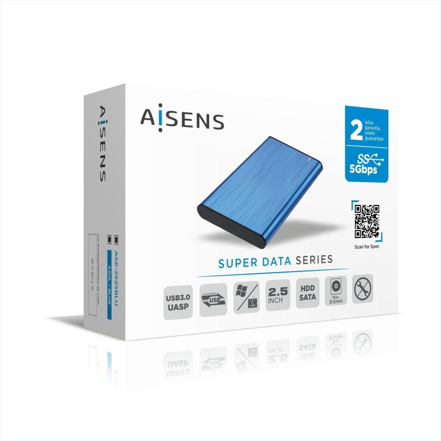 Aisens Caja Externa Para Disco Duro De 2.5' Usb 3.1 Ase-2525blu