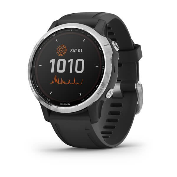 Reloj Deportivo Con Gps Garmin Fénix 6s Solar Plata/Negro Pantalla 30.4mm Carga Solar Frec Cardiaca Pulsioximetro 10atm Multisport