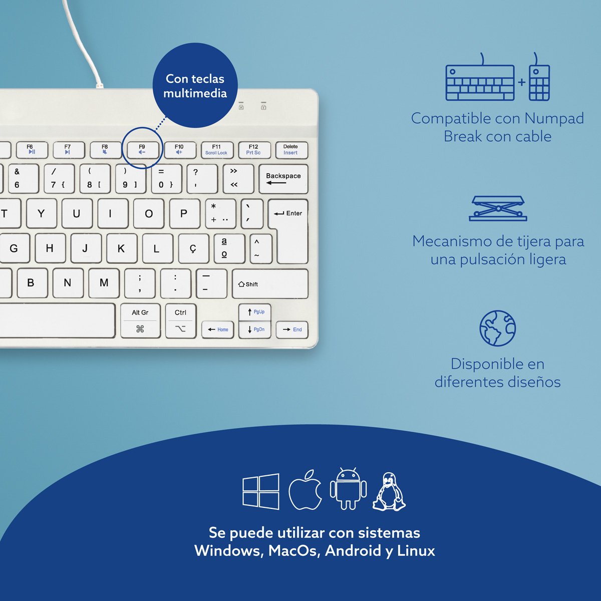 EAN 8719274492238 - R-Go Tools RGOCOPTWDWH teclado Universal USB Portugués imagen 11