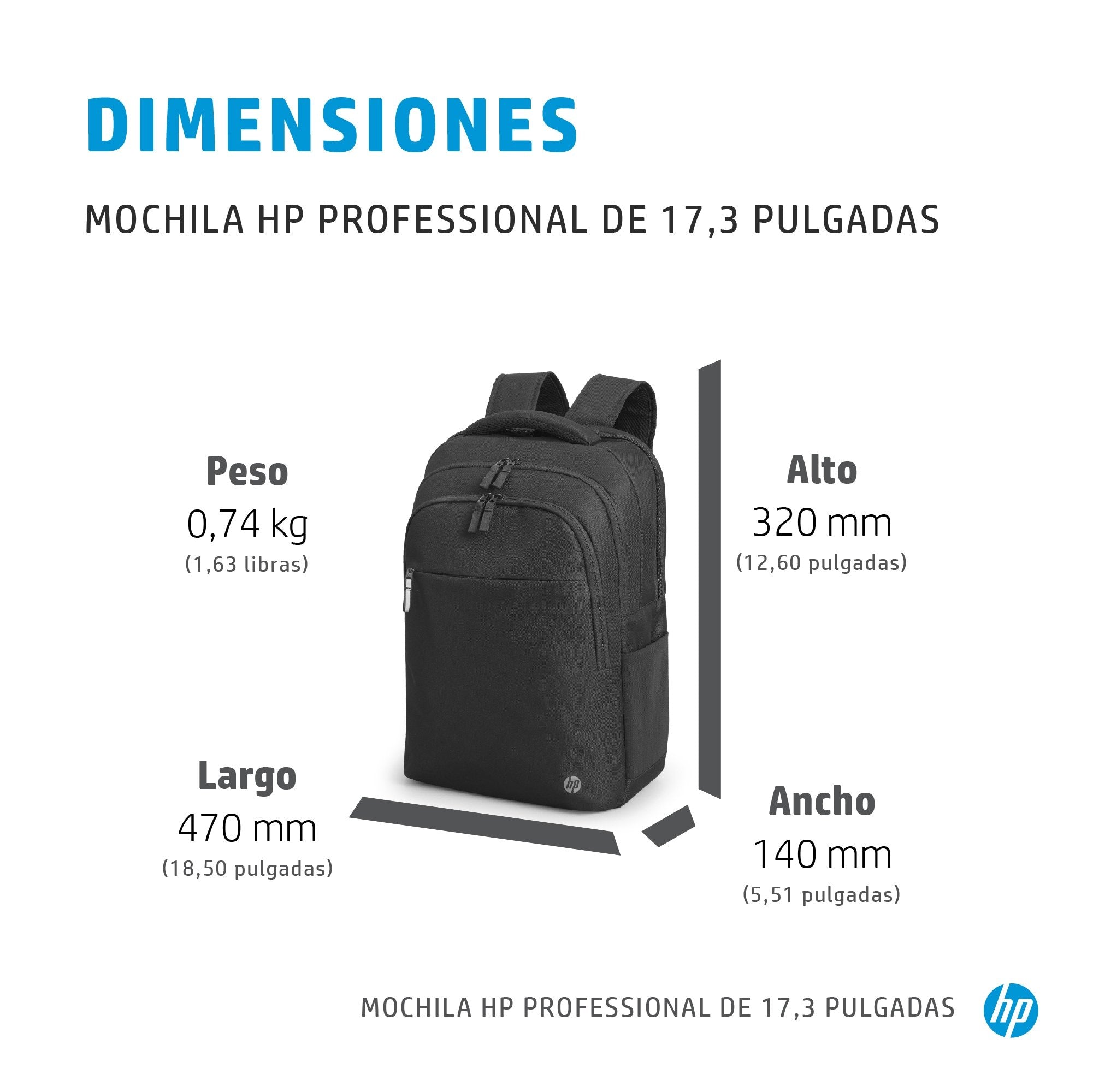 EAN 0196188587942 - HP Professional 17.3 Laptop Backpack 43,9 cm (17.3") Negro imagen 5
