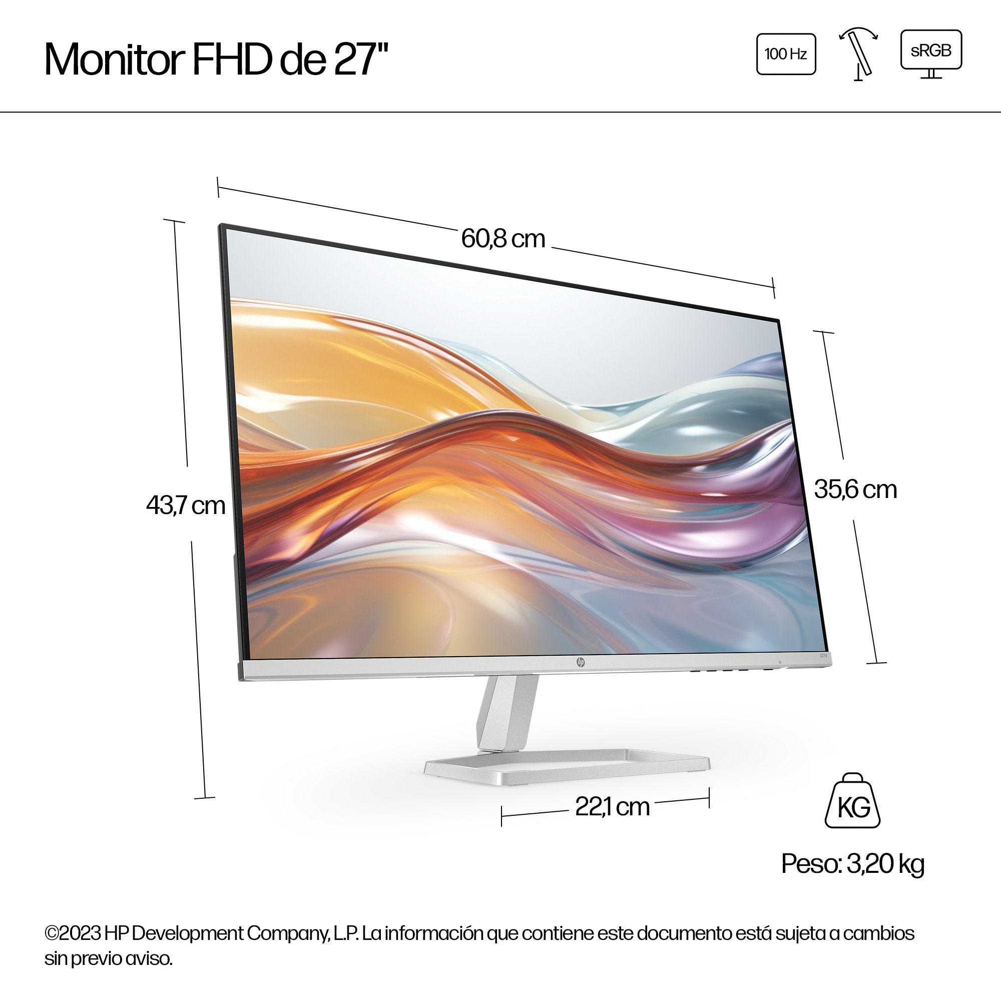 Monitor  Hp 527sf Led  (27 Pulgadas), Negro/Plateado, Fullhd, Ips, Hdmi, Vga, Panel 100hz 94f44e9#Abb
