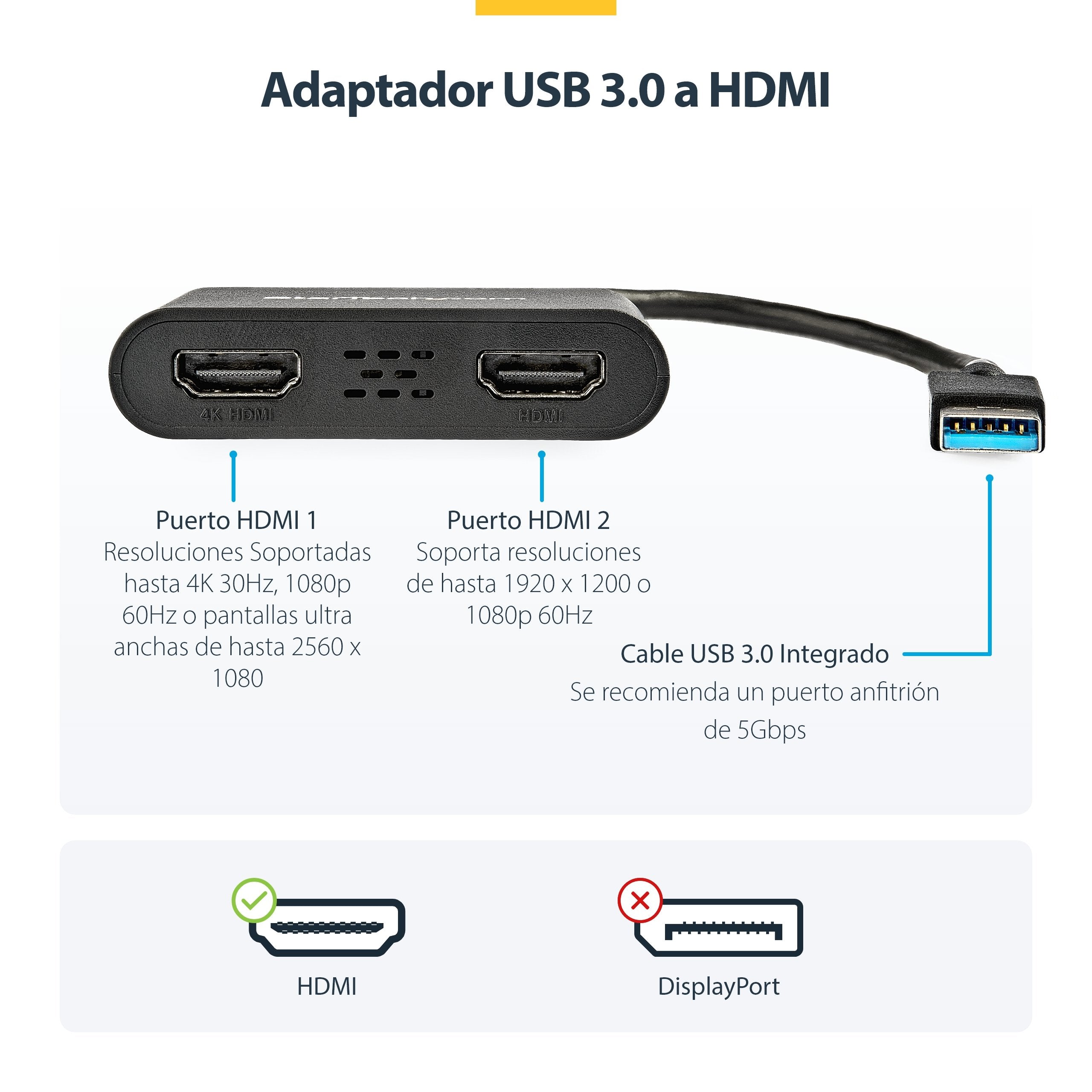 EAN 0065030868952 - StarTech.com USB32HD2 Adaptador gráfico USB 3840 x 2160 Pixeles Negro imagen 6