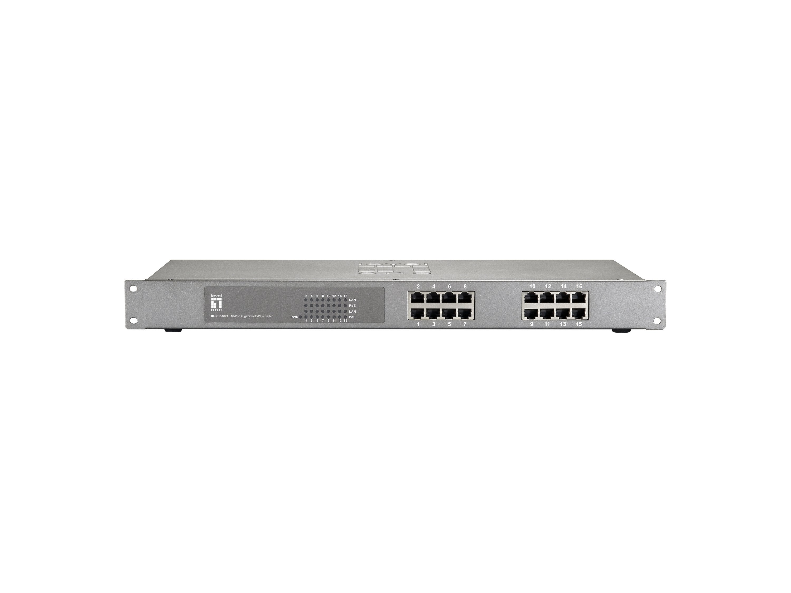 Levelone Switch 16x Ge Gep-1621 19" 240w 16xpoe+