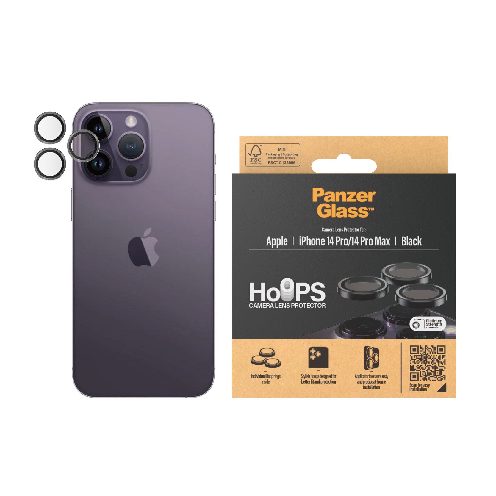 EAN 5711724011412 - PanzerGlass ® Hoops® Camera Lens Protector Black iPhone 14 Pro | 14 Pro Max Protector de pantalla Apple 1 imagen 2