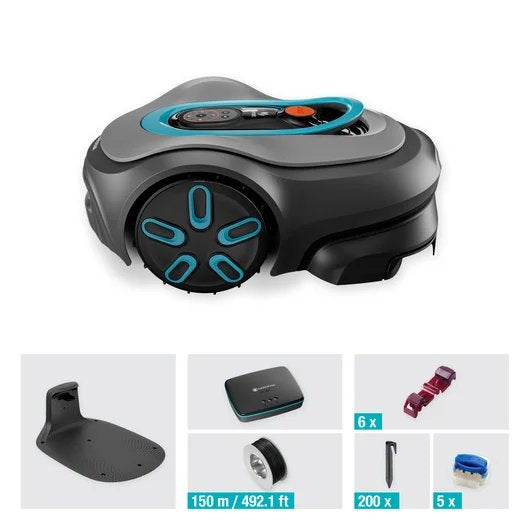Robot Cortacésped Gardena Smart Sileno Pro 600m² 19802-20 (Gris/Turquesa, Batería De Iones De Litio, Tecnología Lona)