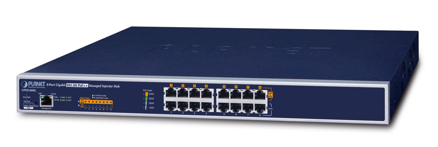EAN 4711605281850 - PLANET UPOE-800G switch Gestionado Gigabit Ethernet (10/100/1000) Energía sobre Ethernet (PoE) Azul imagen 1