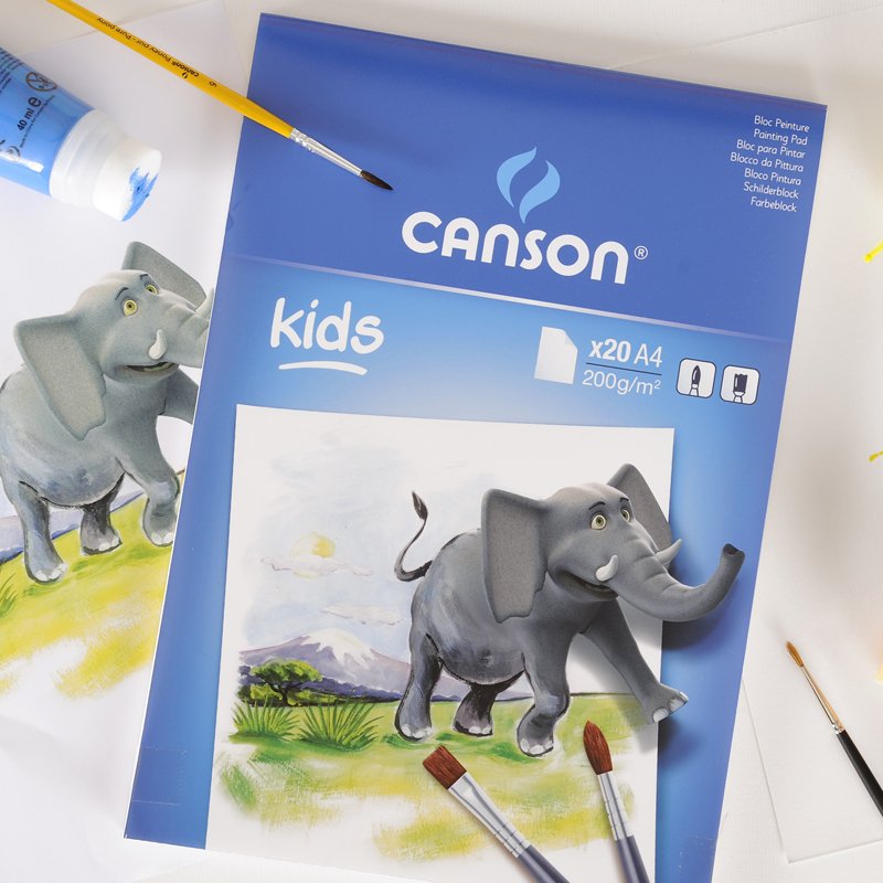 Canson Kids Pintura Bloc Encolado De 20 Hojas A4 - 21x29.7cm - 200g - Color Blanco