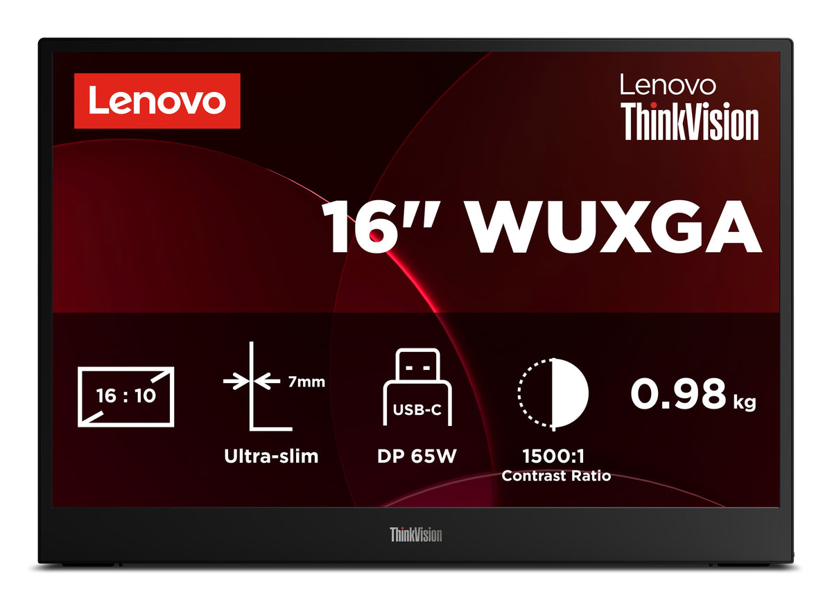 EAN 0199273686575 - Lenovo ThinkVision M16 pantalla para PC 40,6 cm (16") 1920 x 1200 Pixeles WUXGA LCD Negro imagen 13