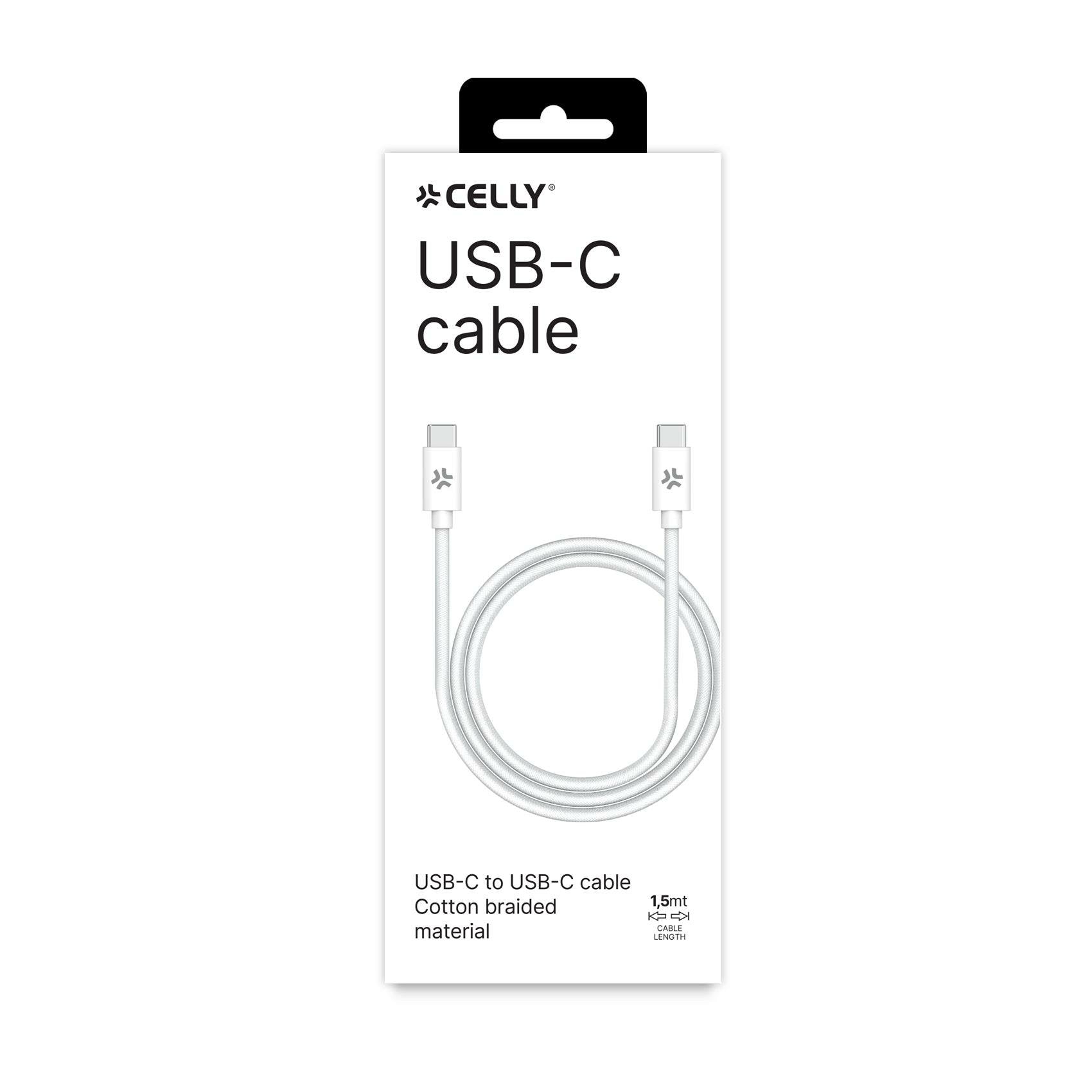EAN 8021735207689 - Celly USBCUSBCCOTTWH cable USB 1,5 m USB C Blanco imagen 3